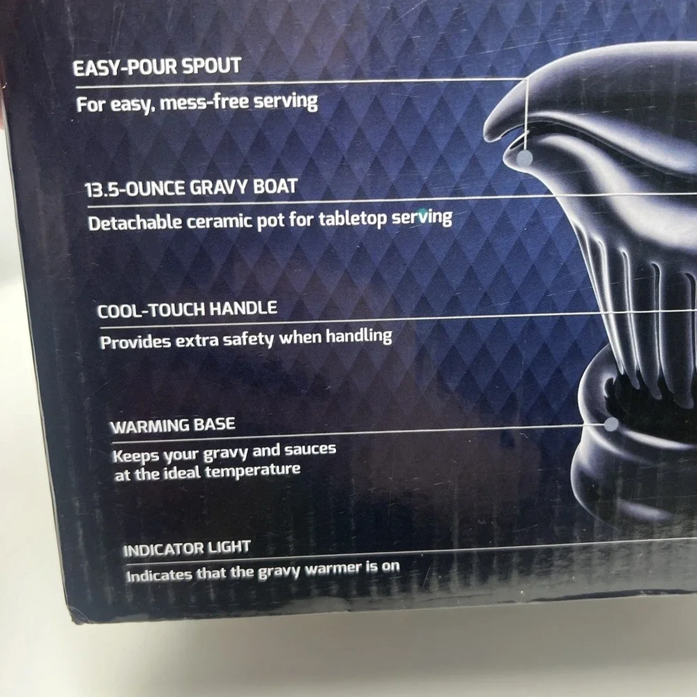 NIB Ovente Electric Gravy Boat Warmer w/ ceramic pot & lid 13.5 oz electric base